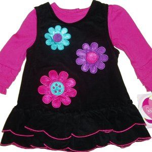 Girls Dress Jumper Corduroy Baby Big Flower 2 pc